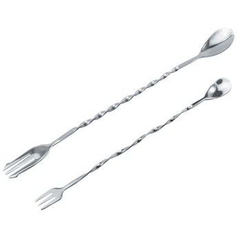 Ложка барная с вилочкой 40см Kingtex