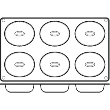 Форма "Саварин овальный" 6 выемок 80x65x(h)25мм