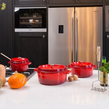 Кокот с крышкой Ø24см 3.2л оранжево-красный