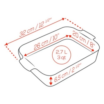 Емкость прямоугольная для запекания APPOLIA 32см RED