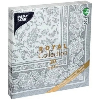 Салфетка 40x40см ROYAL Collection Ornaments серая, 20шт