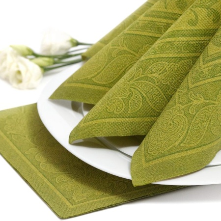 Салфетка 40x40см ROYAL Collection Ornaments оливковая, 20шт