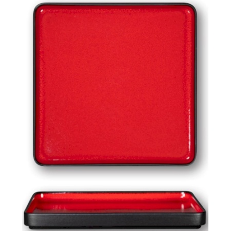 Тарелка квадратная 24x24см FRACTAL FIRE Red
