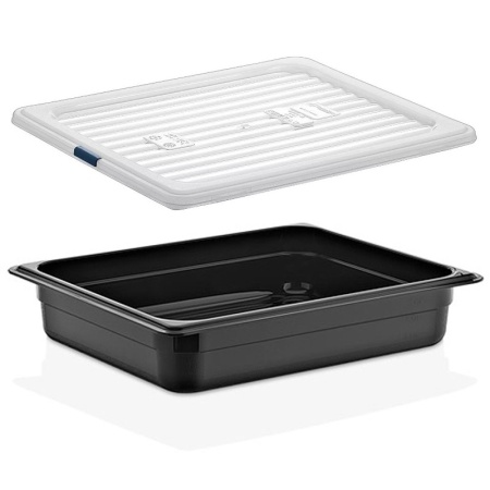 Гастроемкость GN 1/2 325x265x(h)65мм 3л черная (PP) с крышкой