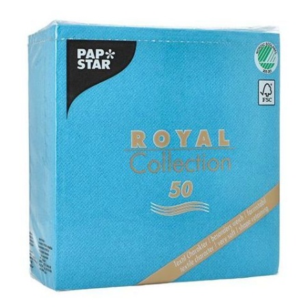 Салфетка 1/4 33x33см ROYAL Collection бирюзовая, 50шт