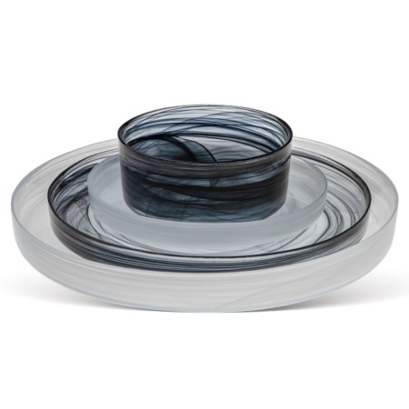 Блюдо стеклянное Ø28см Asos черный дым