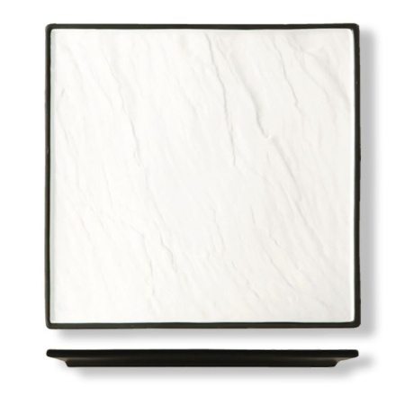 Блюдо квадратное 30x30см Relief белое с черным бортом - P.L. Proff Cuisine