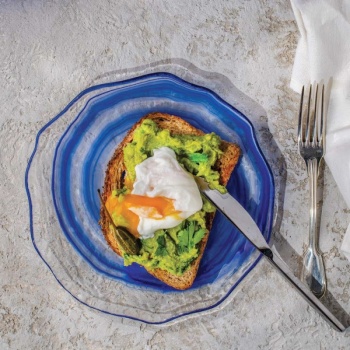 Блюдо стеклянное глубокое 21x(h)5см Amorf голубое