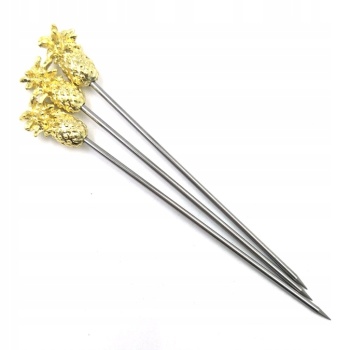 Шпажка барная "Ананас" Barbossa нерж.сталь золотой цвет (уп.10шт)