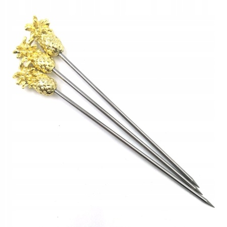 Шпажка барная "Ананас" Barbossa нерж.сталь золотой цвет (уп.10шт)