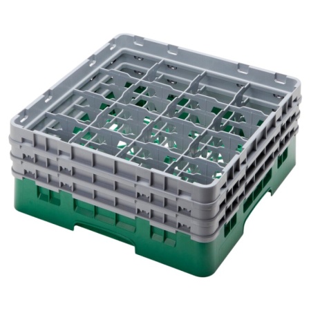 Кассета Camrack на 16 ячеек для мойки и хранения бокалов Ø11.11x17.4см Cambro зеленый