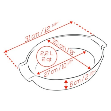 Емкость овальная для запекания APPOLIA 31см RED