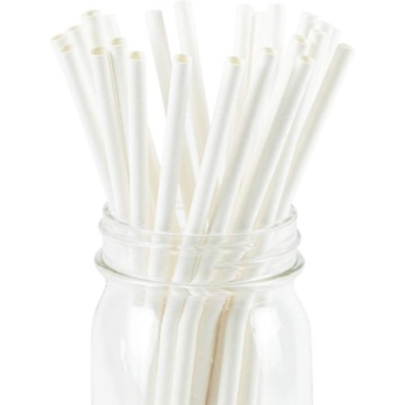 Трубочки бумажные GVS-45-BAR "Белый" 140мм, цвет сплошной белый, 250 шт