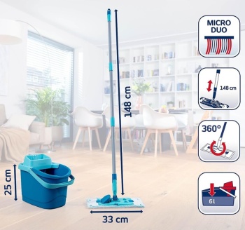 Комплект для мытья пола Power Clean M - ведро 6л с отжимом и швабра 33см