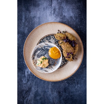 Тарелка плоская Ø28см с вертикальным бортом MESOPOTAMIA MOSAIC WOOD