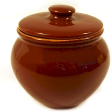 Горшок для запекания с крышкой без ручек 220мл коричневый - РБ.4181-19