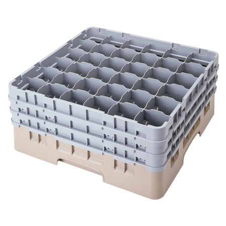 Кассета Camrack на 36 ячеек для мойки и хранения бокалов Ø7.3x19.6см Cambro бежевый