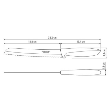 Нож для хлеба 18.8см PLENUS серый
