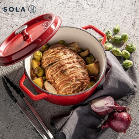 Кокот с крышкой Ø28см 5л оранжево-красный