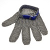 Перчатка кольчужная пятипалая - размер L - с синим пластиковым манжетом