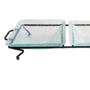 Фуршетная подставка 34x15x6.5см с 2 стеклянными блюдами